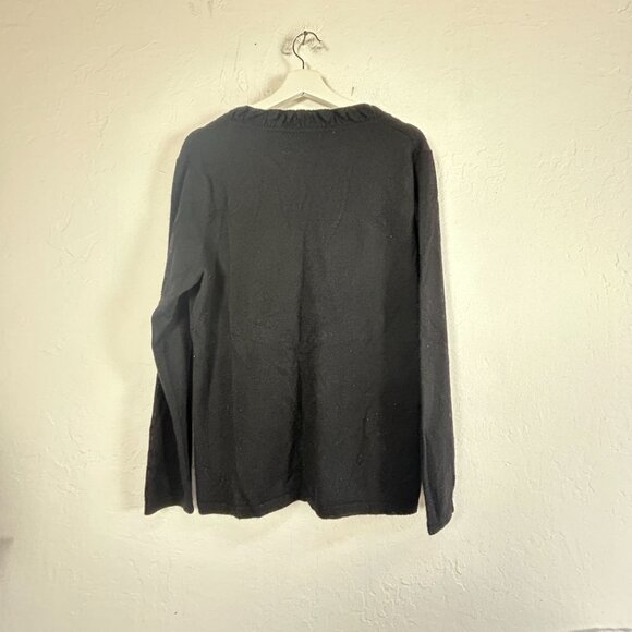 Women's Black 2-Ply Cashmere Sweater XL V-Neck Long Sleeve Pullover Soft Warm - Picture 2 of 6